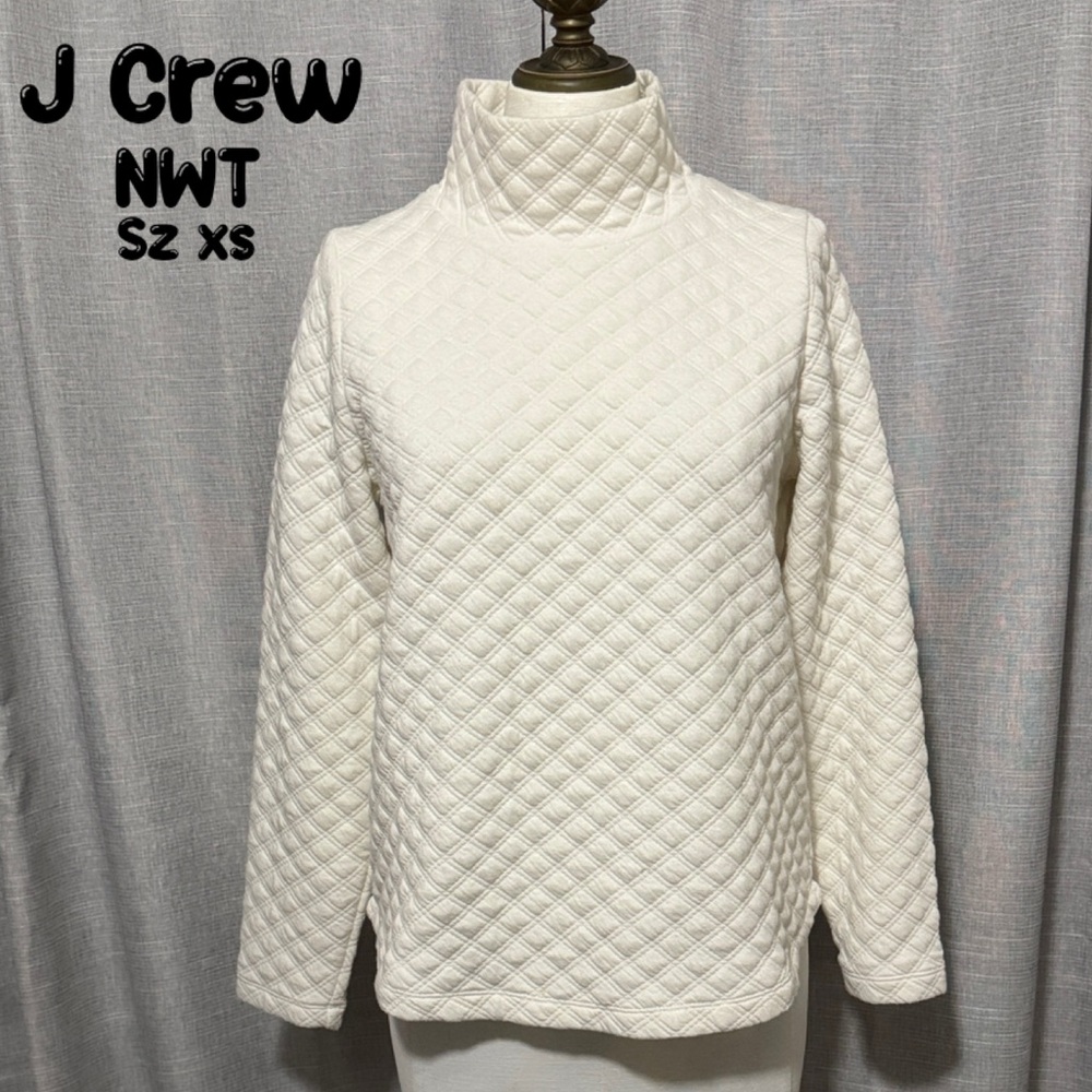 NWT J Crew Quilted Pullover Top-Sz XS-Cream-Lightweight